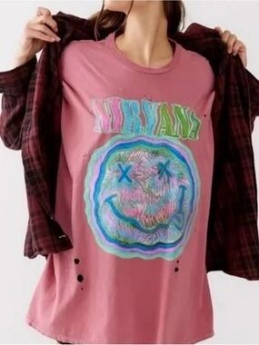 NWT UO Nirvana Distressed T-Shirt Dress